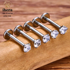 Metal color: ROSE GOLD COLOR, Ships From: CHINA, Main Stone Color: black - 10PCS G23 Titanium Labret Piercing Lip Ring 16G F136 Internal Thread Nose Stud Earring Tragus Helix Cartilage Piercing Jewelry