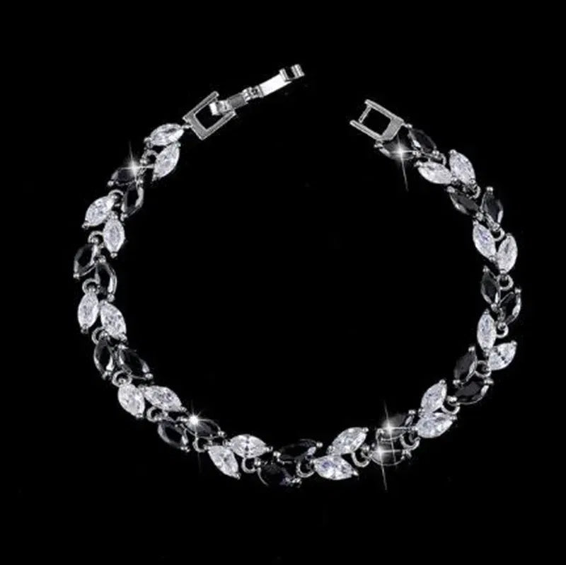 Metal Color: Antique Copper Plated - Fashion Exquisite Color Crystal Inlaid Ladies Charm Bracelet Engagement Wedding Jewelry