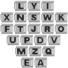 Metal Color: cobalt violet - Black 26 Letter 9mm Diy Italian Charm Stainless Steel Bracelet