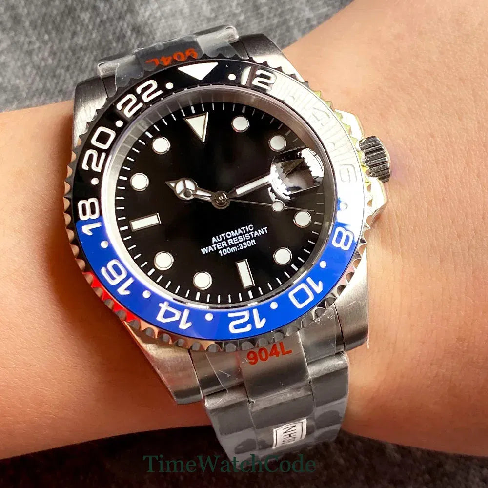 Color: Coffee, Size: Option 1 - Sterile Men's Watch 40mm Genuine NH35 Automatic Movement 10ATM Water Resist Sapphire Glass Black Dial Date 316L Oyster Bracelet