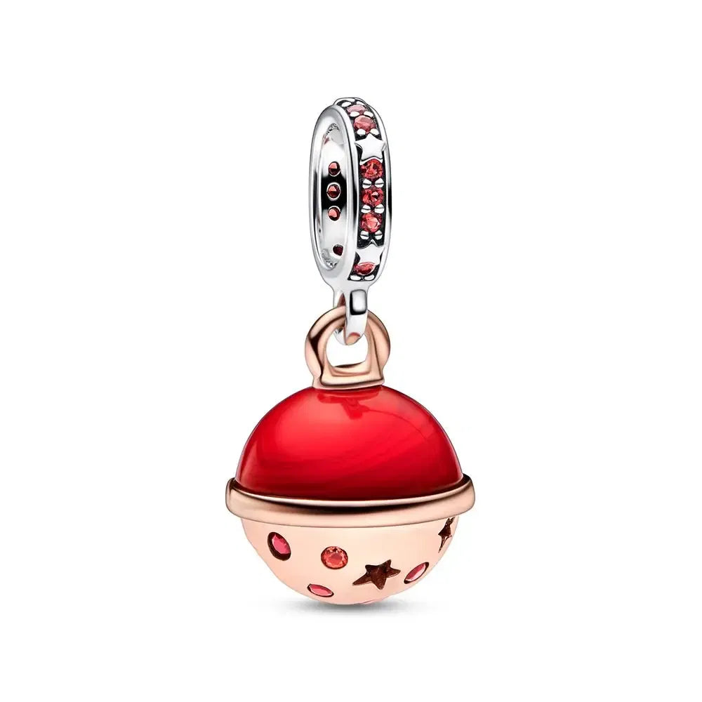 Gem Color: Beige - Pure Silver 925 Christmas Charm Fit DIY Pandora Bracelet Christmas Gift