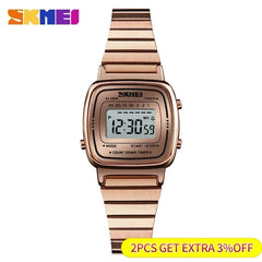 Color: BRONZE, Ships From: CHINA - SKMEI1901 Women Top brands Luxury 3Bar Waterproof Ladies Watches Small Dial Digital Watch Relogio Feminino  Fashion Sport Watch