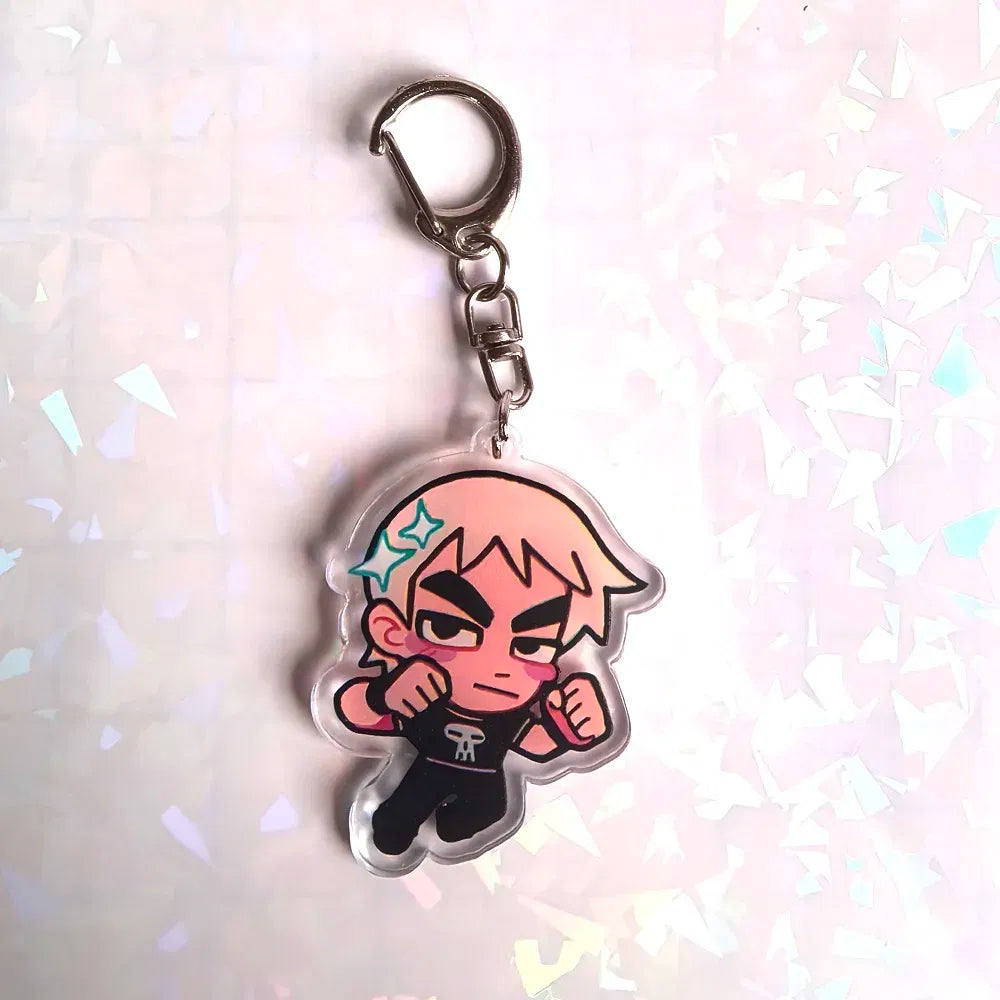Color: black, Size: 6 cm - Crooked boy Scott Pilgrim Takes Off acrylic keychain birthday gift for boys and girls