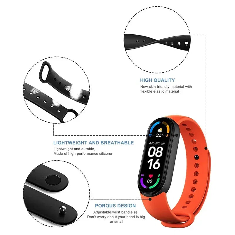 Band Color: Blue White, Band Width: 18mm, Ships From: CHINA - Silicone Watch Strap For Xiaomi Mi Band 7 6 5 4 3 Wristband Bracelet Wrist Straps MiBand 3/4 band5 band6 Smartwatch Accessories