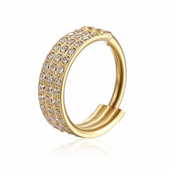 Metal color: Light Yellow Color, Main Stone Color: WHITE - G23 Titanium Piercing Hinged Segment Hoops CZ Stone Nose Rings Ear Cartilage Tragus Helix Earrings Piercing Body Jewelry