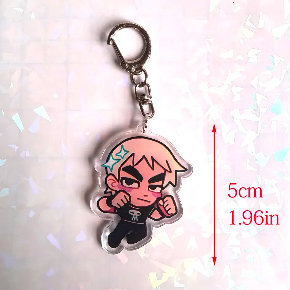 Color: black, Size: 6 cm - Crooked boy Scott Pilgrim Takes Off acrylic keychain birthday gift for boys and girls