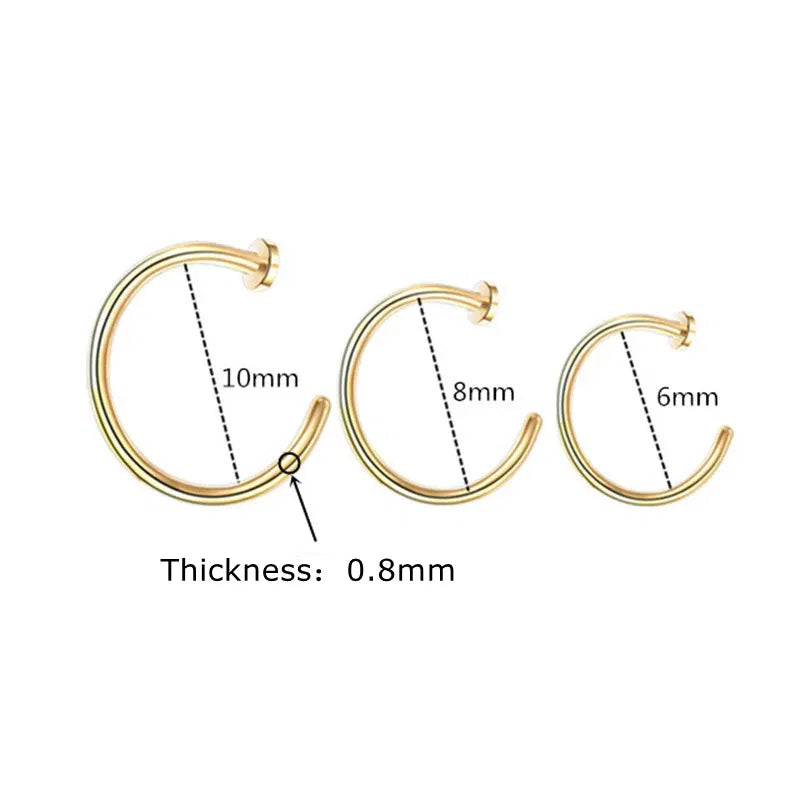 Metal color: Antique Bronze Plated - 6/8/10mm Surgical Steel Fake Non Nose Stud Ring False Lip Curler Septum Piercing Hoop Jewelry for Women Men Body Accessories