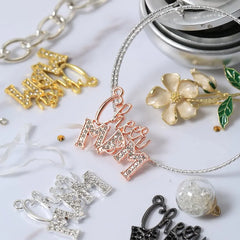 Metal color: SILVER PLATED, Ships From: CHINA - 10pcs Cheer MAM Rhinestone Letter Charms for DIY Bracelet Bangle Making LTC0407-LTC0410