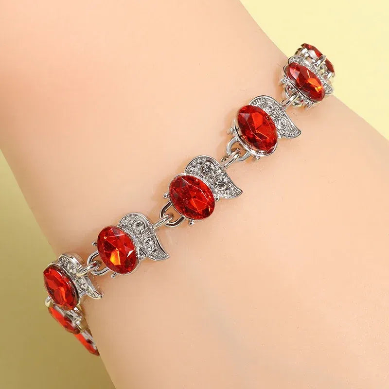 Metal Color: dark green - Fashion Exquisite Color Crystal Inlaid Ladies Charm Bracelet Engagement Wedding Jewelry