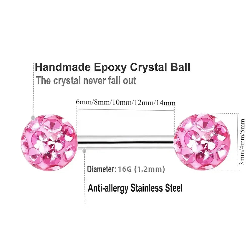 Metal color: BRASS PLATED, Main Stone Color: WHITE - 16g 1.2mm Coated Crystal Steel Ear Stud Tragus Helix Cartilage 3/4/5mm CZ Ball 6/8/10/12/14mm Bar Barbell Piercing