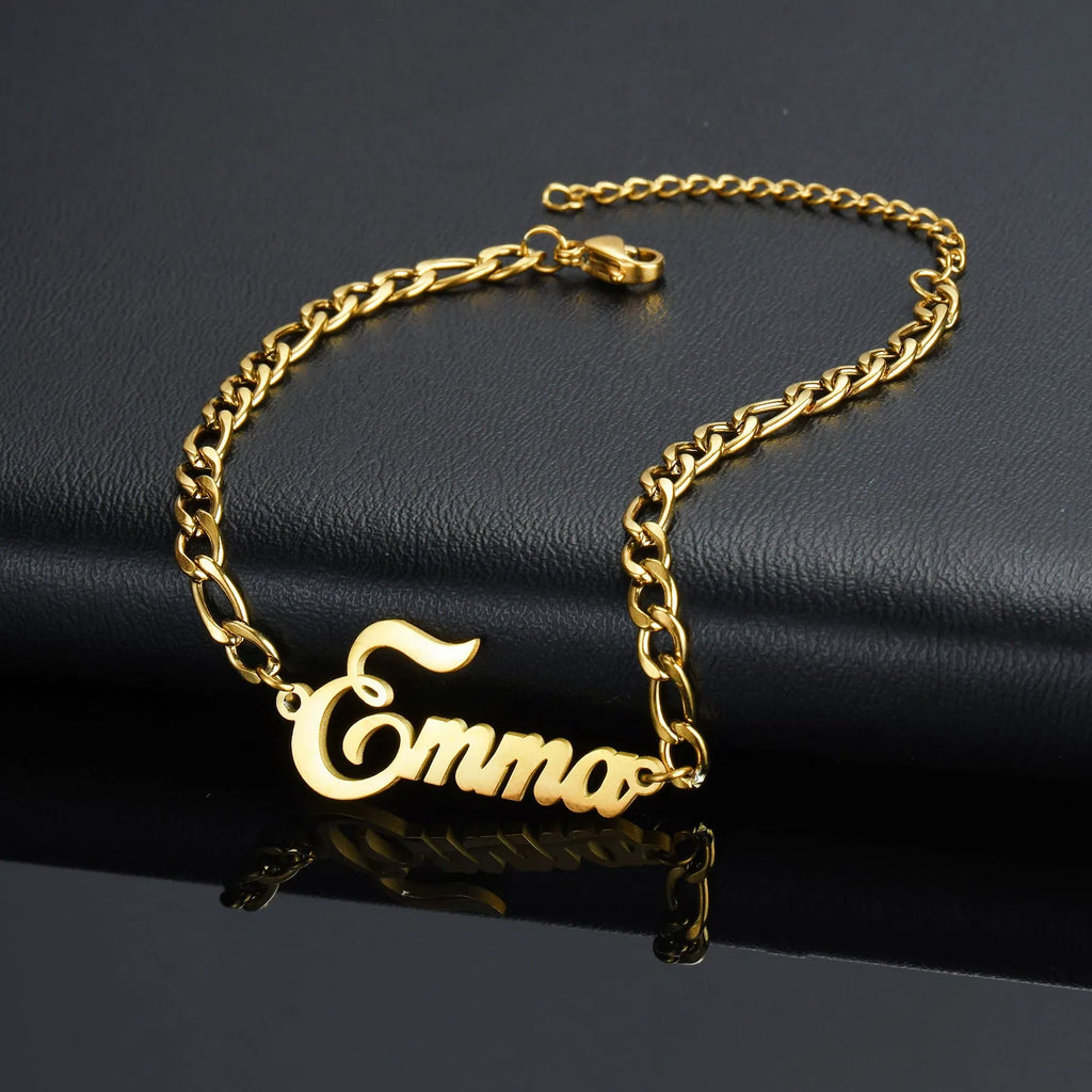 Metal Color: Steel color, Length: 17cm, Main Stone Color: Gold - Atoztide Personalized Custom Name Bracelet for Women Men Stainless Steel 10mm Cuban Chain Nameplate Handmade Bangle Jewelry Gift