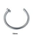 Metal color: ROSE GOLD COLOR - 6/8/10mm Surgical Steel Fake Non Nose Stud Ring False Lip Curler Septum Piercing Hoop Jewelry for Women Men Body Accessories