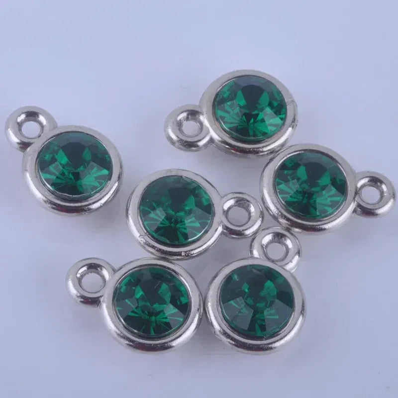 Metal color: Light Yellow Gold Color - 150pcs/lot mixed Birthstone charms 11mm Acrylic for DIY jewelry