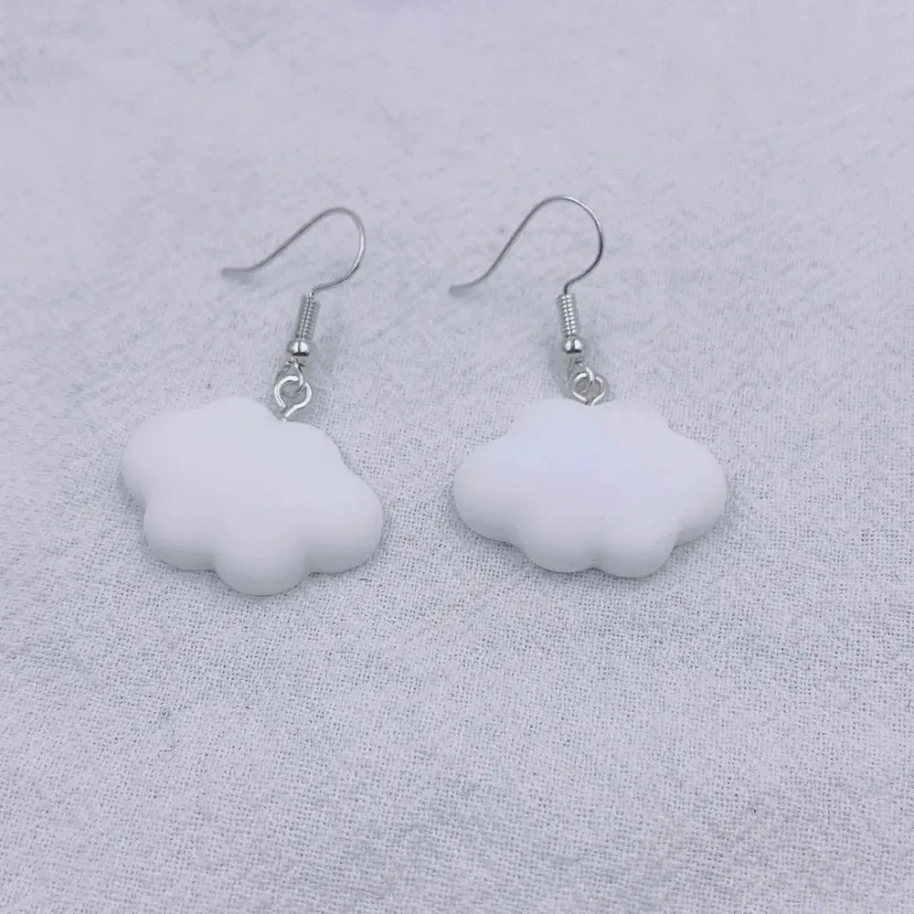 Metal Color: Light Yellow Gold Color - Ultra-Low New Fashion Cute White Cloud Stud Earrings Delicate Mushroom Clouds for Women Girls Ear Jewelry Wholesale Gifts Bear