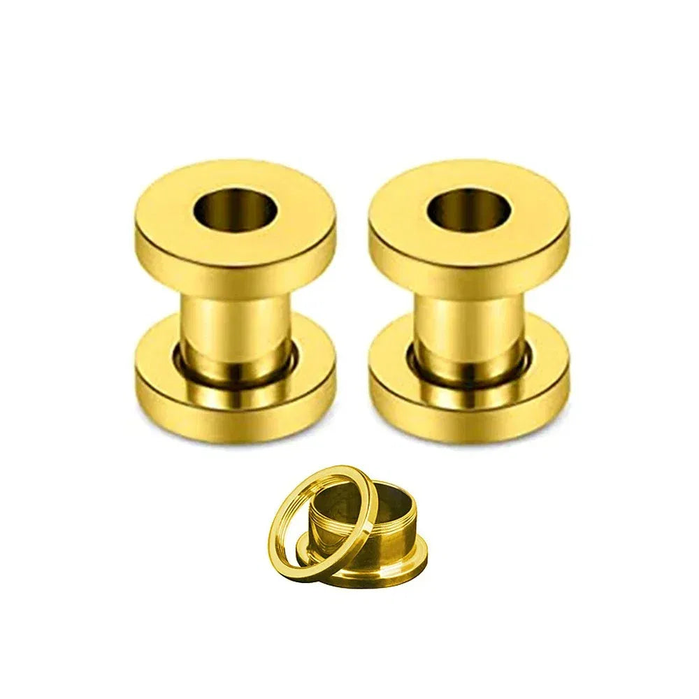 Metal color: Imitation Rhodium Plated, Main Stone Color: Red - 2PCS Multi Color Steel Screw Fit Tunnel Ear Plug Stretcher Gauge 3-25mm Ear Lobe Tunnel Expander