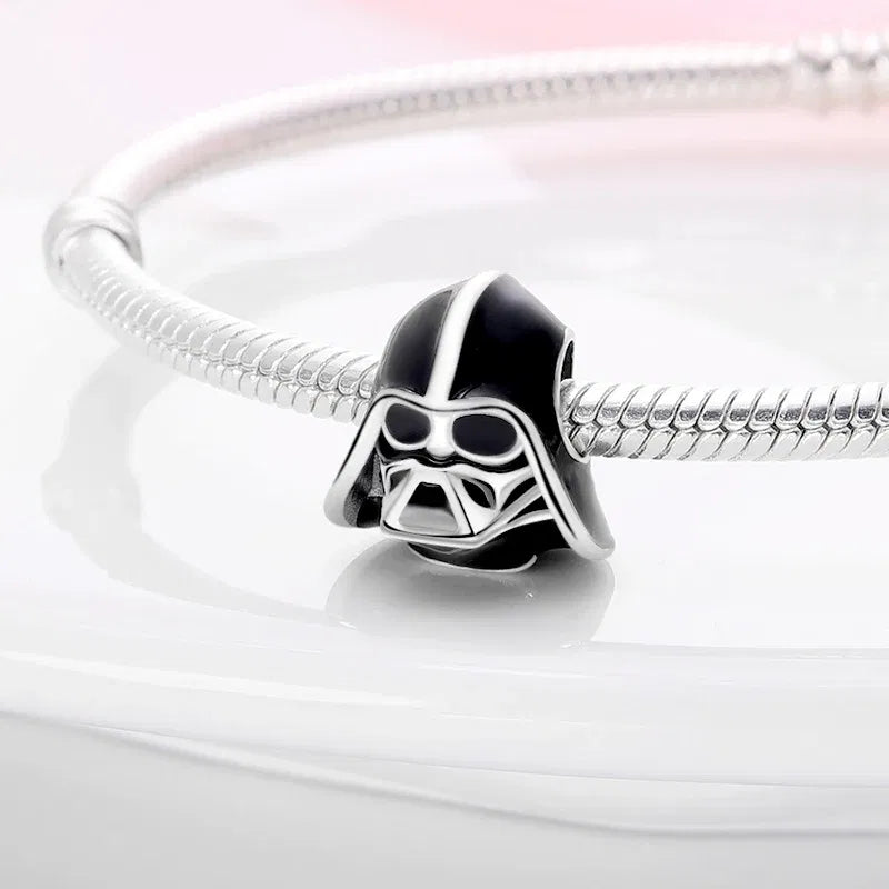 Color: DEEP BLUE - New Charm plata de ley 925 Silver Disney Star Warsries Mandalorian Helmet Charm Bead Fit Original brand bracelet Birthday Gift