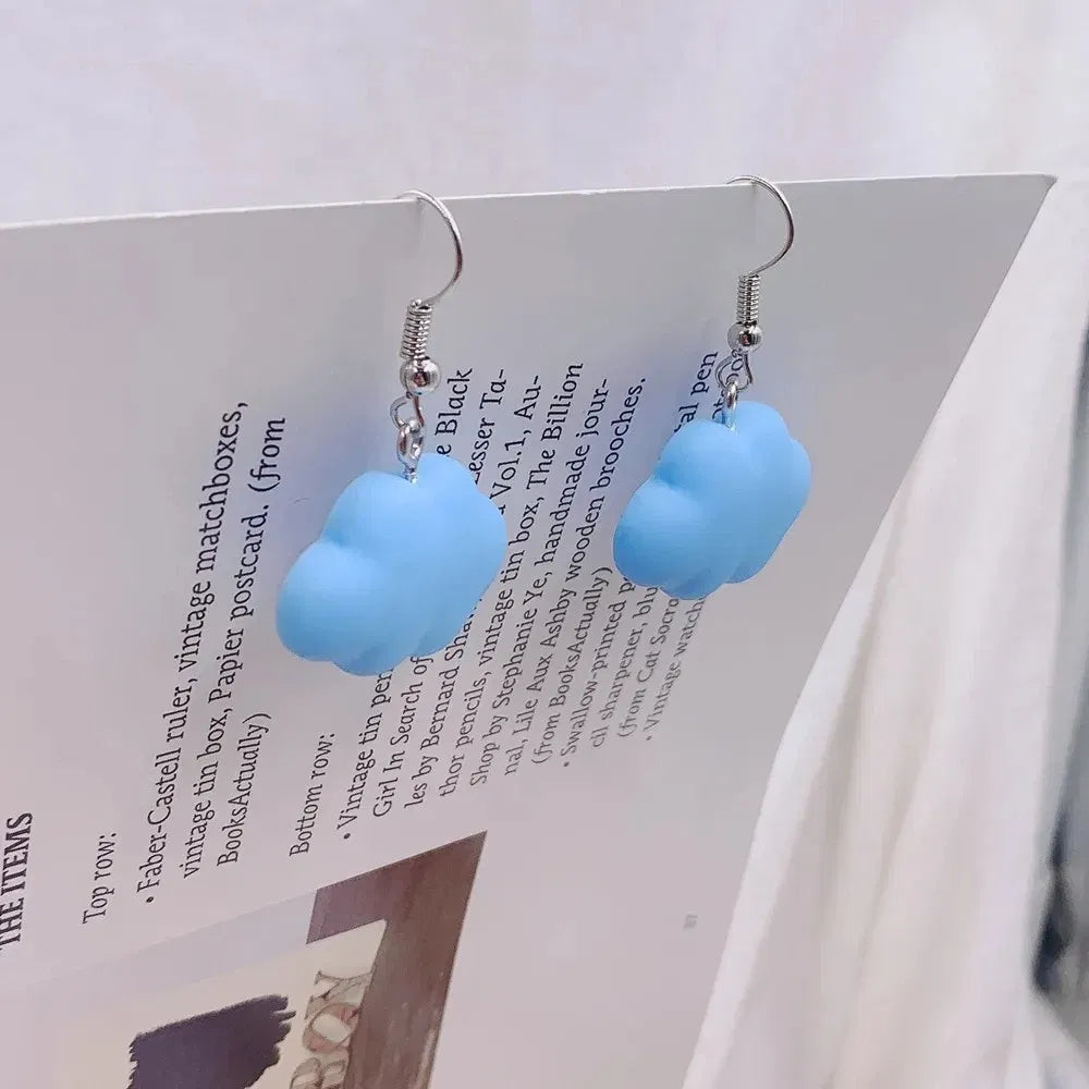 Metal Color: Light Yellow Gold Color - Ultra-Low New Fashion Cute White Cloud Stud Earrings Delicate Mushroom Clouds for Women Girls Ear Jewelry Wholesale Gifts Bear
