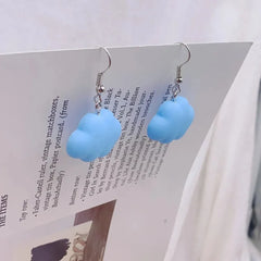 Metal Color: Blue Zinc - Ultra-Low New Fashion Cute White Cloud Stud Earrings Delicate Mushroom Clouds for Women Girls Ear Jewelry Wholesale Gifts Bear