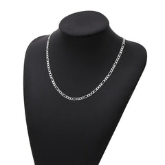 Gem Color: APRICOT, Length: 55cm - 925 Sterling Silver 40-75cm Figaro Chain Necklace Men Women Fashion Simple Chain Wedding Christmas Gift Jewelry Accessories