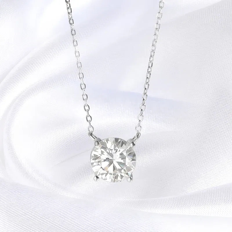 Diamond necklace on a white background