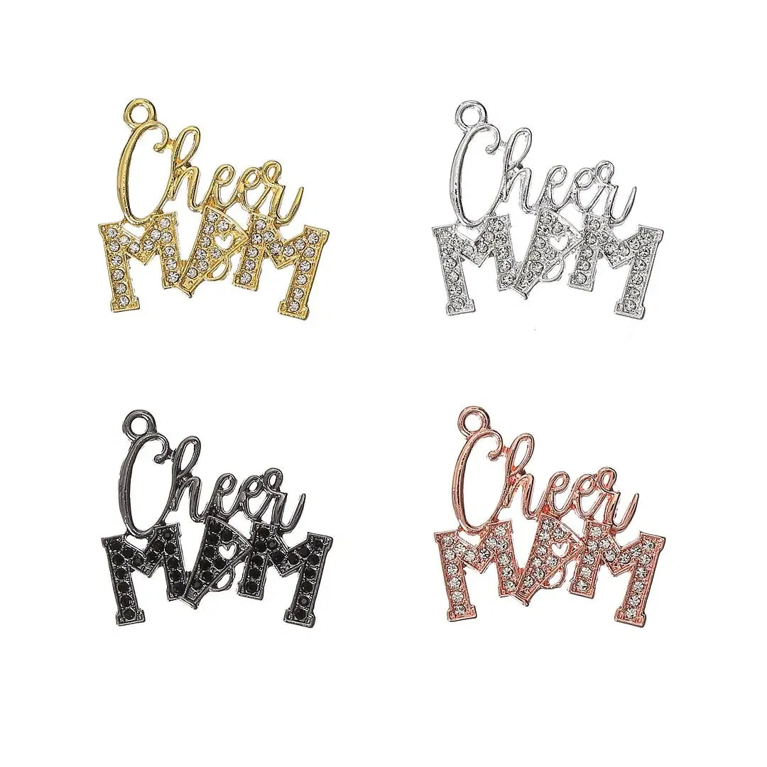 Metal color: SILVER PLATED, Ships From: CHINA - 10pcs Cheer MAM Rhinestone Letter Charms for DIY Bracelet Bangle Making LTC0407-LTC0410