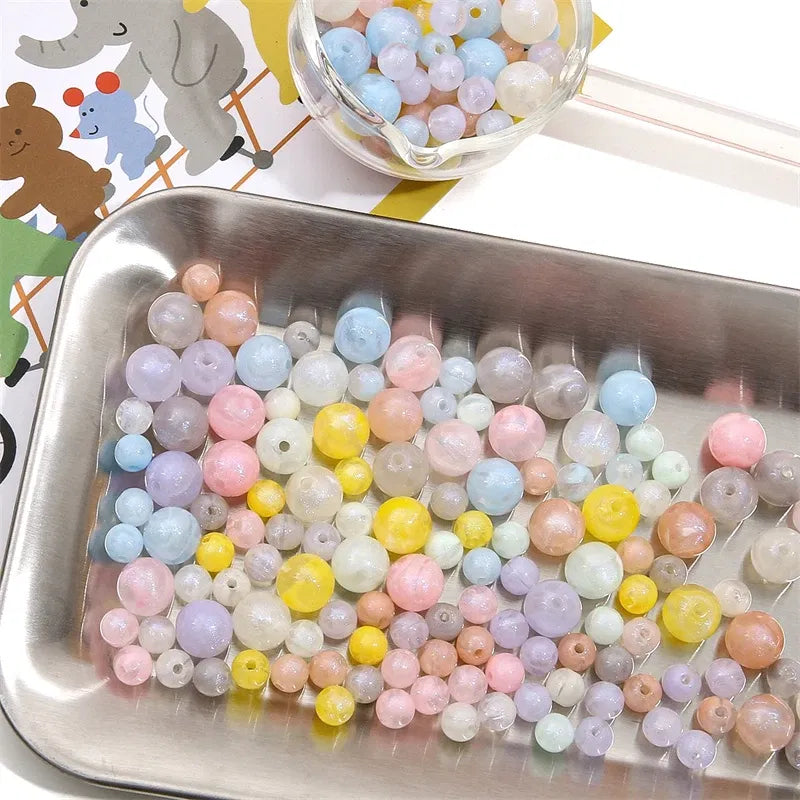 Color: PURPLE, Ships From: CN - 20/50pcs 8/12mm Acrylic Round Pearl Luster Beads for Earring Necklace Keychain DIY Jewelry Making