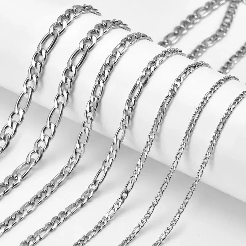 Gem Color: APRICOT, Length: 55cm - 925 Sterling Silver 40-75cm Figaro Chain Necklace Men Women Fashion Simple Chain Wedding Christmas Gift Jewelry Accessories