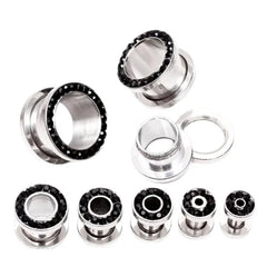 Metal color: Antique Copper Plated, Main Stone Color: Silver - 2pc Steel Multicolour Crystal Ear Plug Flesh Tunnel 8g ( 3mm ) - 1" ( 25mm ) Gauge Expander Stretcher Screw Fit