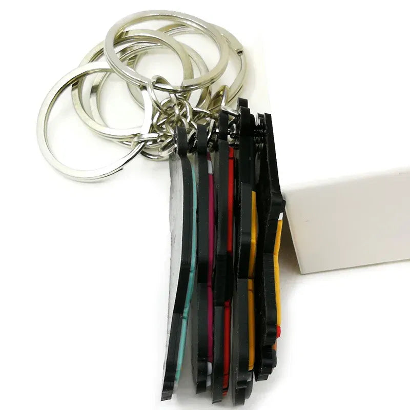 Color: black - 1PCS PVC Key Ring 6 Colors of Car Shape Keychain charms Colorful Key Chain Key Holder Fit Little Boy Gift Kids Toys