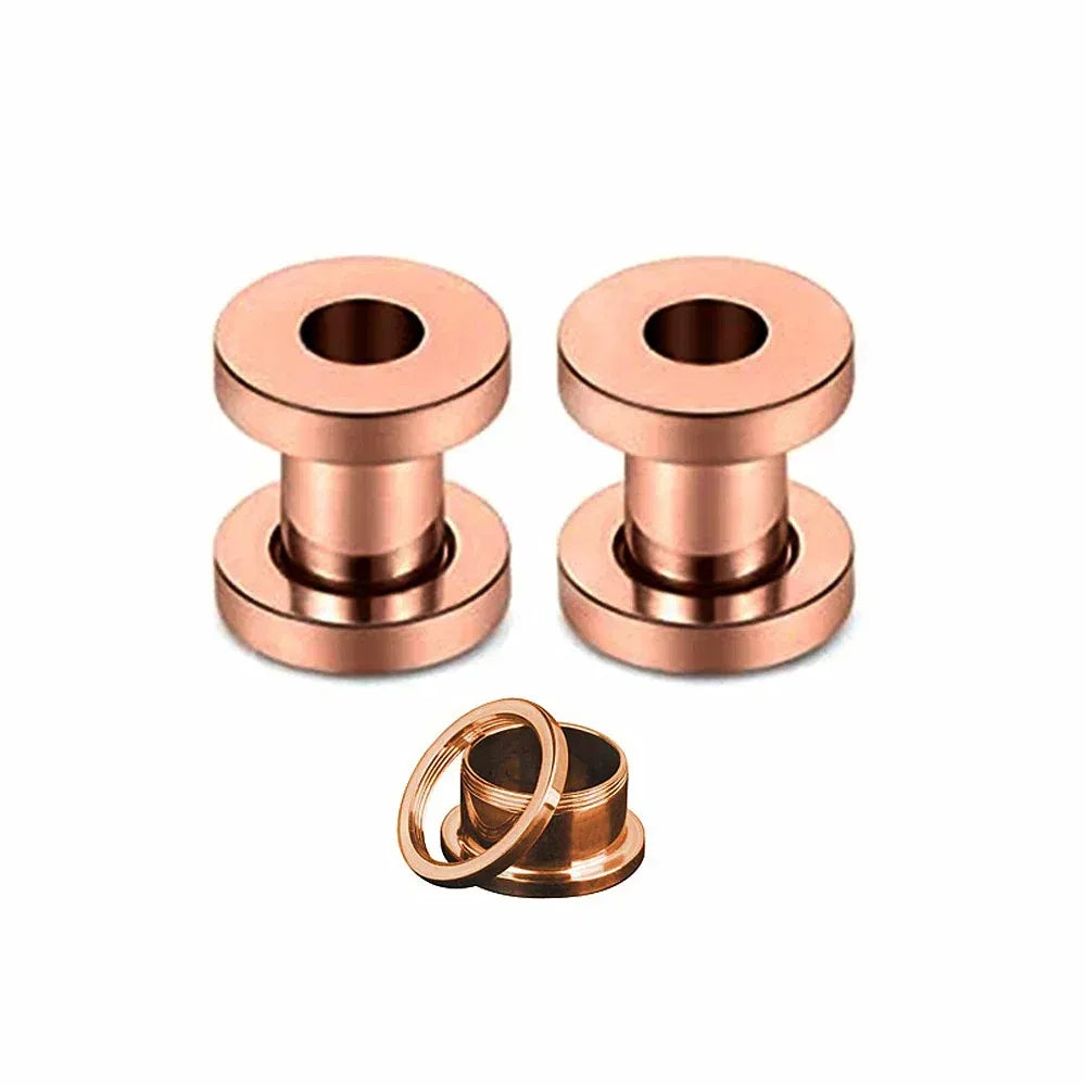 Metal color: Imitation Rhodium Plated, Main Stone Color: Red - 2PCS Multi Color Steel Screw Fit Tunnel Ear Plug Stretcher Gauge 3-25mm Ear Lobe Tunnel Expander
