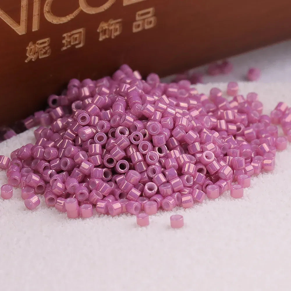 Color: PURPLE, Item Diameter: Other - Japan Miyuki Delica Seed Bead DB11/0 Glazed Luster Colors Seed Bead Accessories for Needlework DIY Jewelry Making Bracelet