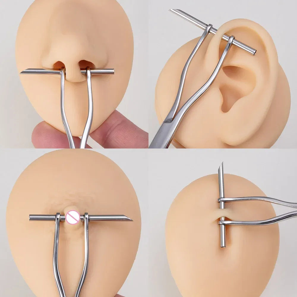 Metal color: Pure Gold Color - Surgical Steel Pliers Body Piercing Tool Forceps Needle Pipe Clamp Tweezers Open Close CBR Ring Plier Ear Belly Nose Pierc Tools