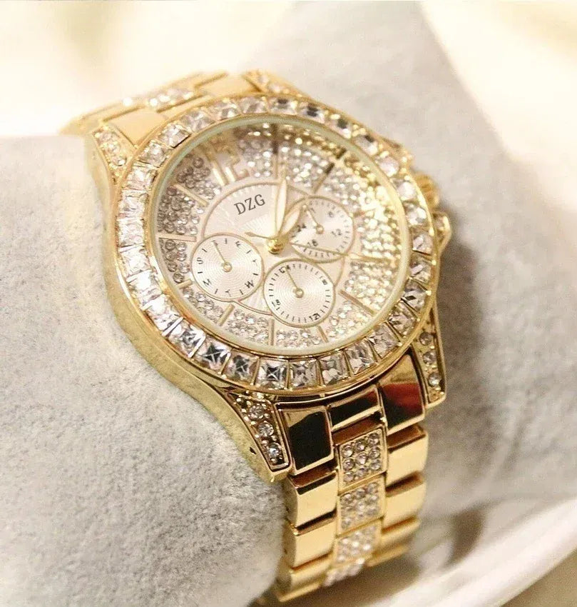 Color: Silver - Fashion Women Watch with Diamond Watch Ladies Top Luxury Brand Ladies Casual Women's Bracelet Crystal Watches Relogio Feminino