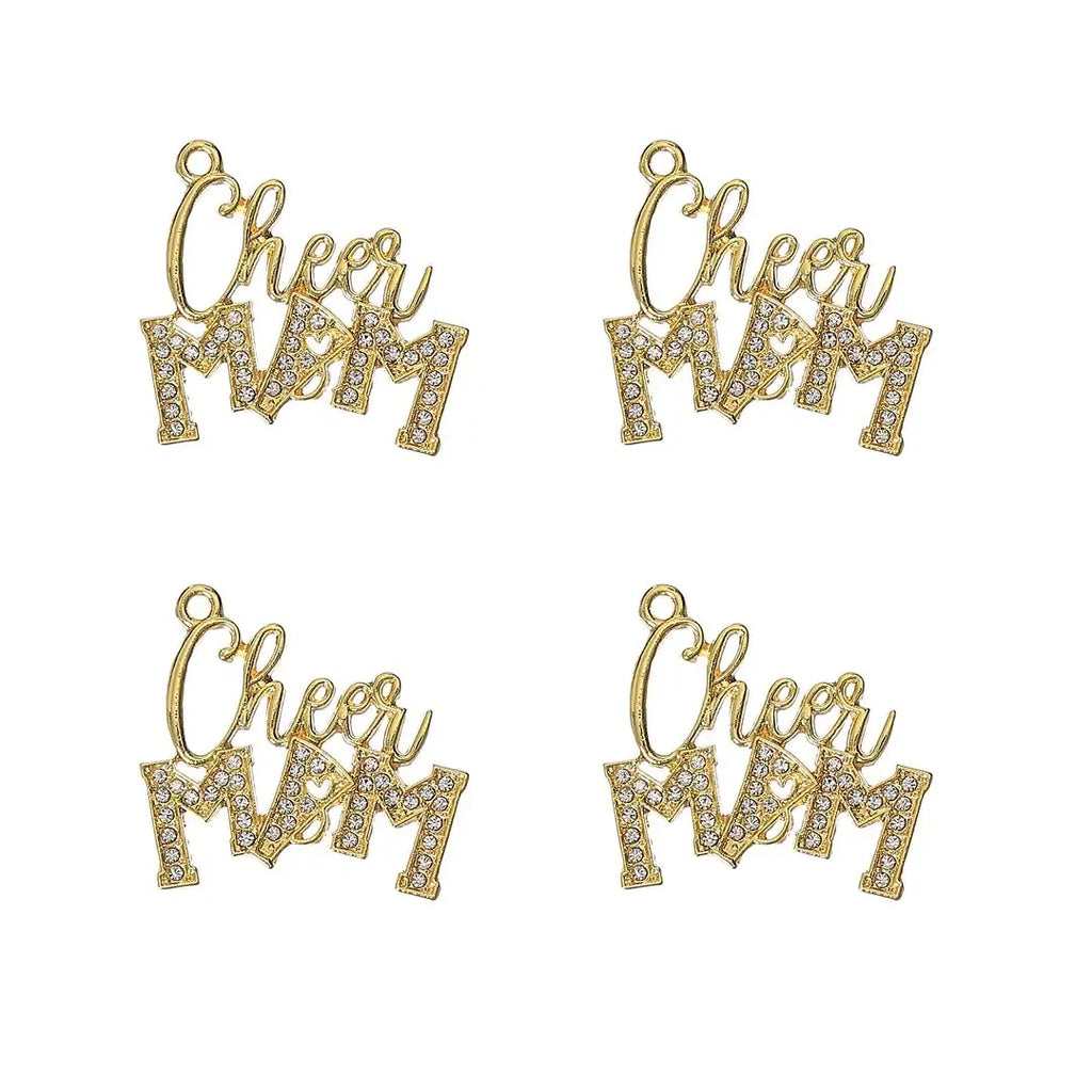 Metal color: SILVER PLATED, Ships From: CHINA - 10pcs Cheer MAM Rhinestone Letter Charms for DIY Bracelet Bangle Making LTC0407-LTC0410