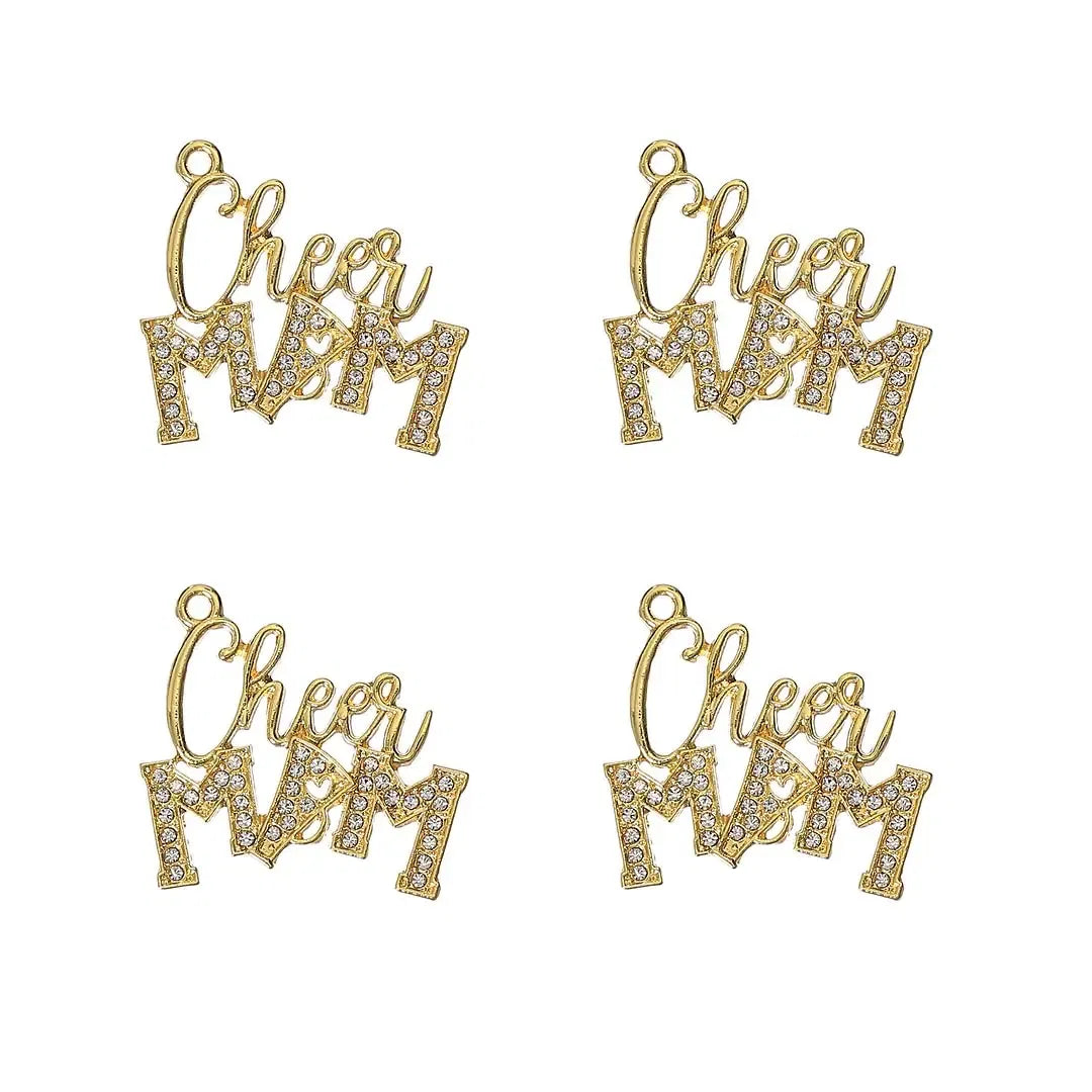 Metal color: SILVER PLATED, Ships From: CHINA - 10pcs Cheer MAM Rhinestone Letter Charms for DIY Bracelet Bangle Making LTC0407-LTC0410
