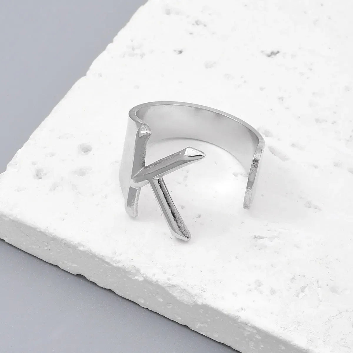 Metal Color: Blue Zinc Plated, Ring Size: resizable - LAViXMIA Alphabet A-Z Letter Never Fade Stainless Steel Rings Women Jewelry Fashion Initial Ring Adjustable Size Birthday Gifts