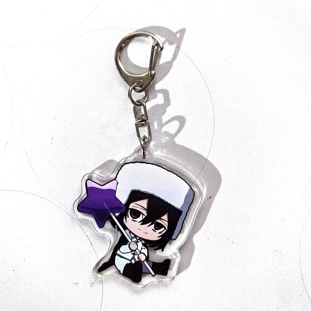Color: Blue, Size: 6 cm - Anime Bungou Stray Dogs Arcylic Keychain Atsushi Nakajima Dazai Flower Key Chain Women Men Accessories Bag Pendant Chaveio Gifts