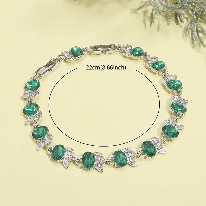 Metal Color: Antique Copper Plated - Fashion Exquisite Color Crystal Inlaid Ladies Charm Bracelet Engagement Wedding Jewelry