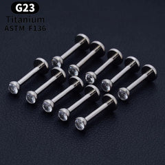 Metal color: Gold-color, Ships From: CHINA, Main Stone Color: Pink - 10PCS ASTM F136 G23 Titanium Piercing Labret Lip Ring Stud Earring CZ Ear Tragus Cartilage Helix Daith Pierc Jewelry 16/18/20g