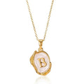 Metal Color: RED-BROWN, Length: 40cm - Y2K Stainless Steels Drip Oil 26 Letter Necklaces for Women Men Alphabet A-Z Initials Pendant Necklace Aesthetic Jewelry Gift