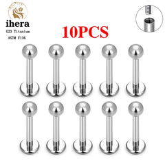 Metal color: Light Yellow Color, Ships From: CHINA, Main Stone Color: Blue - 10PCS G23 Titanium Labret Piercing Lip Ring 16G F136 Internal Thread Nose Stud Earring Tragus Helix Cartilage Piercing Jewelry