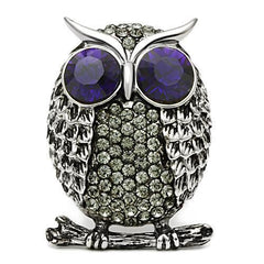 TK399 - High polished (no plating) Stainless Steel Ring with Top Grade Crystal  in Amethyst