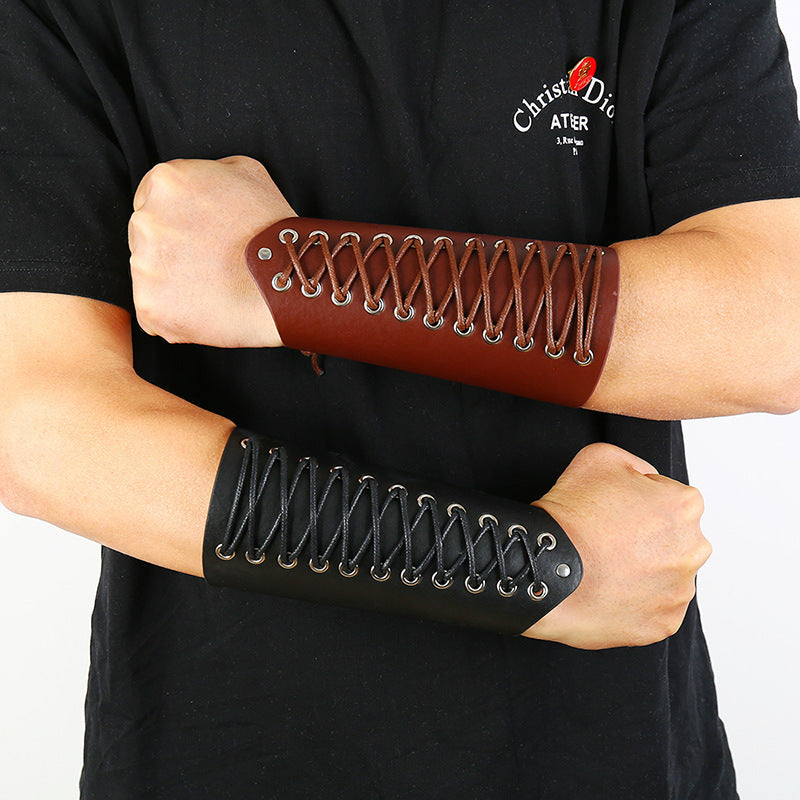 Simple Wax Thread Braided Leather Bracelet Punk Style
