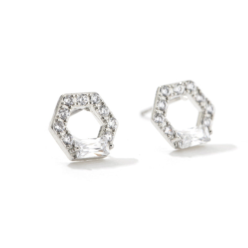 Prismatic Single Row Diamond Short Line Earrings