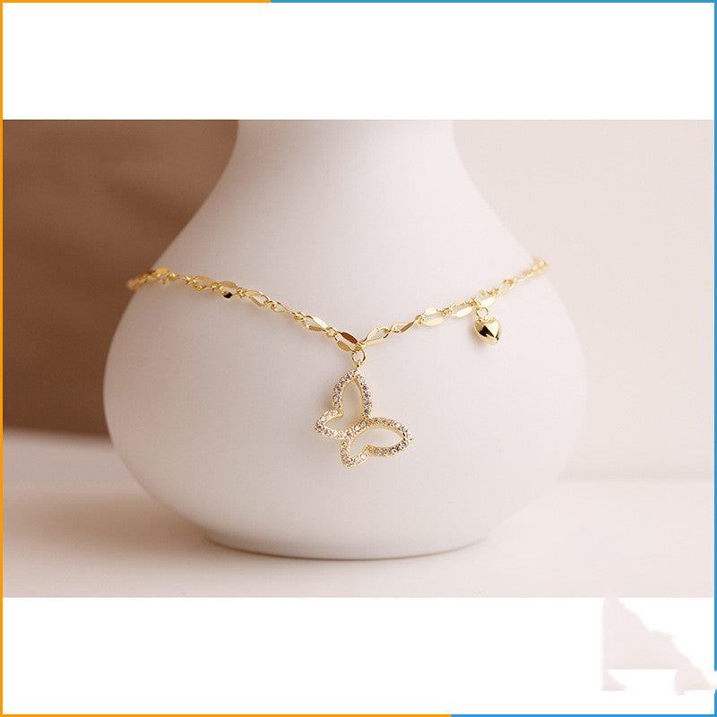 925 Sterling Silver Simple Temperament Interlocking Real Gold Bracelet