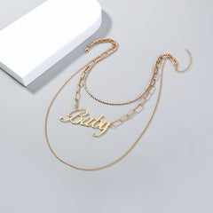 Fashion Metal Letter BABY Multilayer Necklace