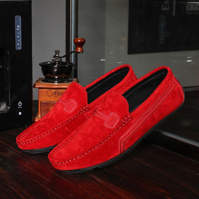 Male Genuine Leather Casual Shoes Mens Loafers 2022 Slip-On Moccasin Driving Shoes Black Red Wedding Formal Dress Men Sneakers