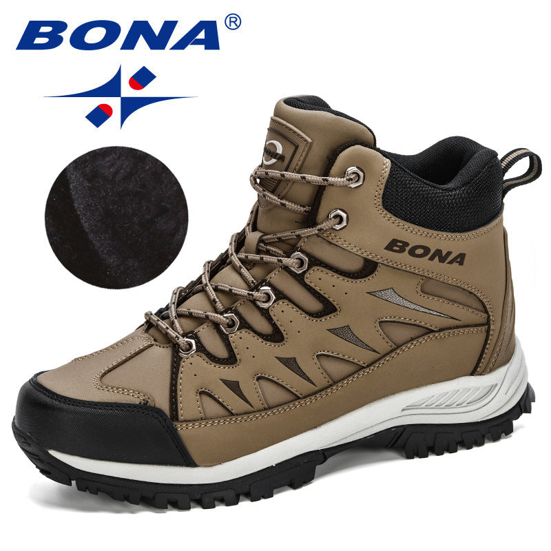 BONA 2022 New Designers Nubuck Mountain Climbing Shoes Men Plush Quality Outdoor Trekking Shoes Man Sneakers Hunting Boots Comfy