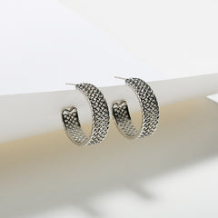 Korean New Geometric C-shaped Earrings Women Gold And Silver Simple Hollow