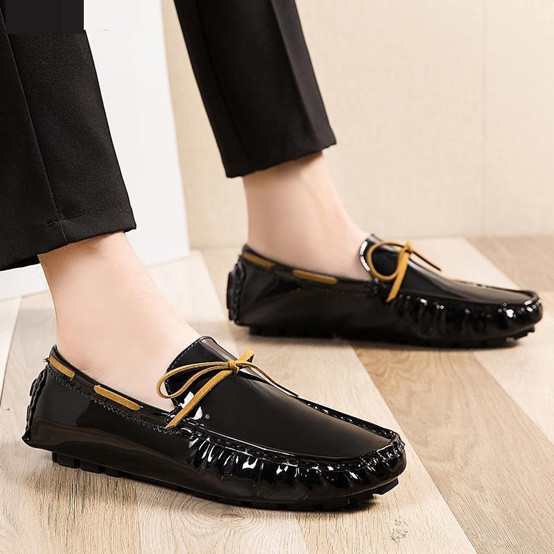 Plus Size 36-48 Mens Loafers Shoes Luxury Patent Leather Casual Peas Shoes Driving Moccasin Men Soft Wedding Party Dress Shoes